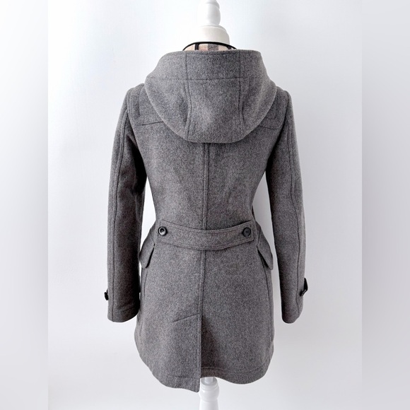 BURBERRY BRIT | Gray Wool Duffle Coat Fitted Toggle Closures Size US 6 - Picture 5 of 12